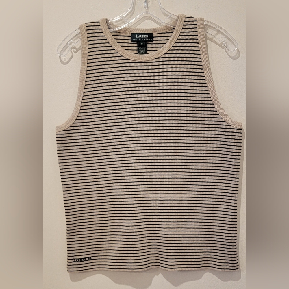 Ralph Lauren Striped Rib Sleeveless Tee-Size XL